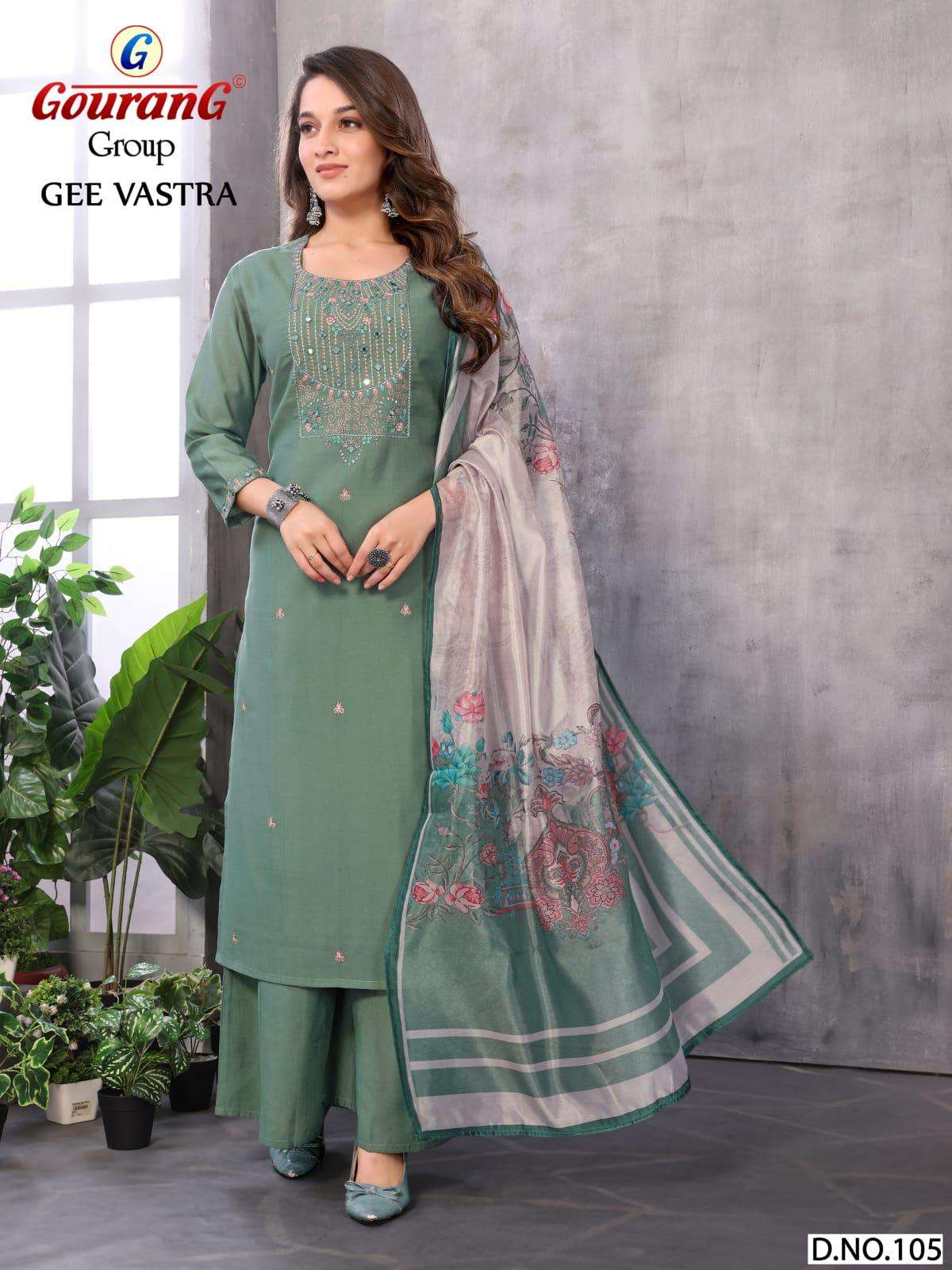 GEE VASTRA BY GOURANG GROUP IN ROMAN SILK WITH INNER READYMADE EMBROIDERY WORK 