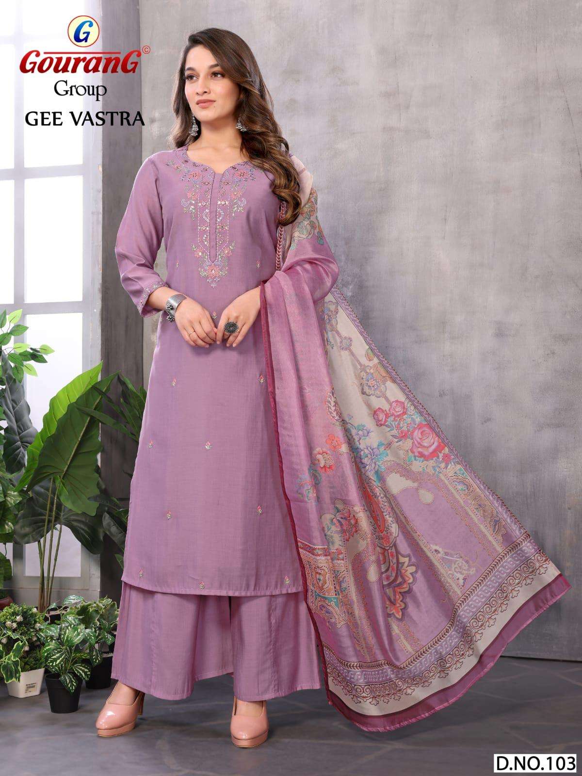 GEE VASTRA BY GOURANG GROUP IN ROMAN SILK WITH INNER READYMADE EMBROIDERY WORK 