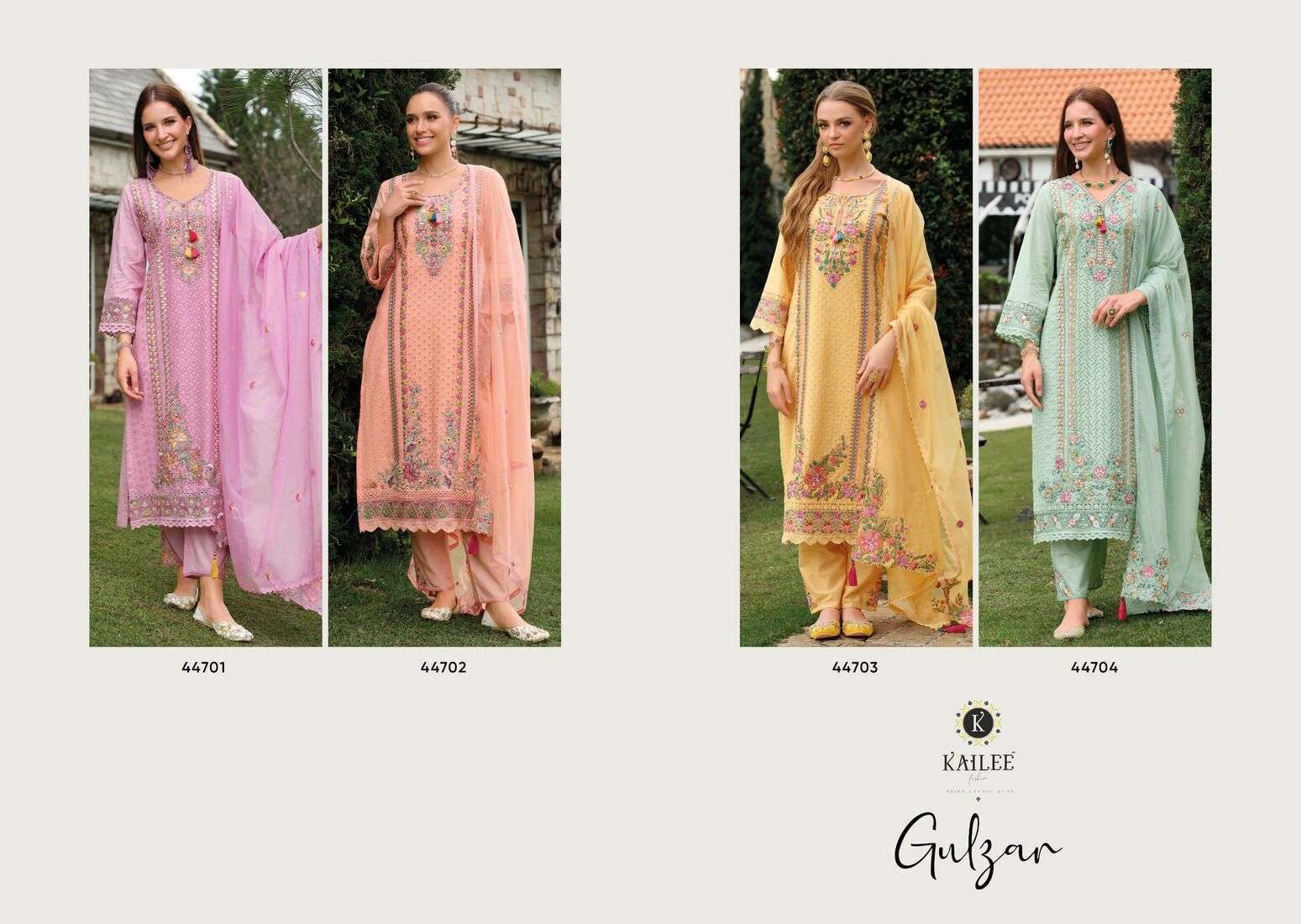 GULZAR BY KAILEE FASHION IN PURE COTTON WITH DESGINER FANCY THERD WORK 