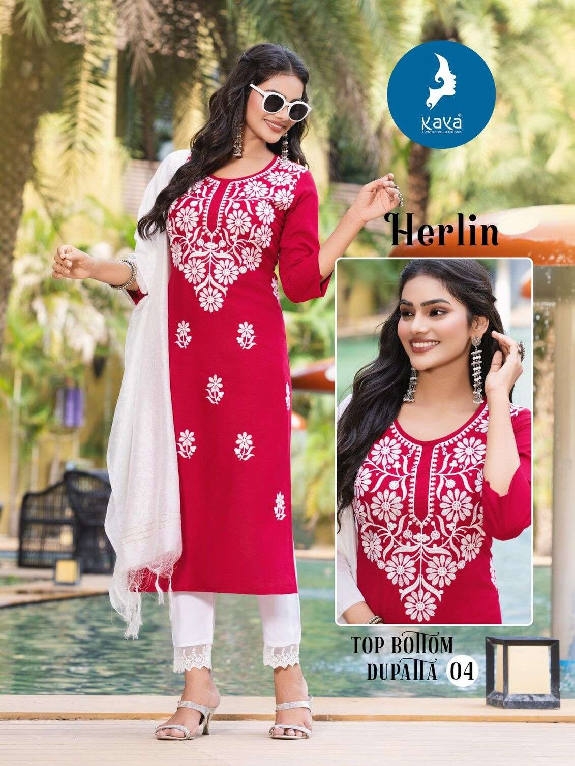 HERLIN BY KAYA KURTI IN RAYON SLUB WITH THREE LINE DUPATTA 3 PIECE CONCEPT 