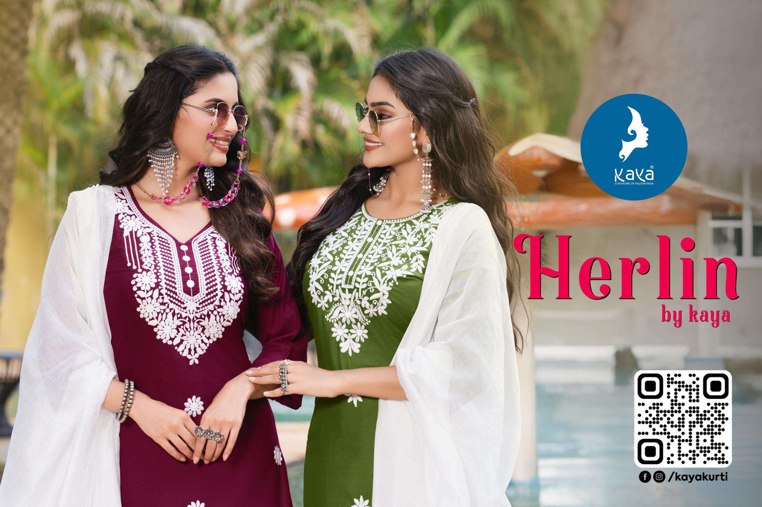 HERLIN BY KAYA KURTI IN RAYON SLUB WITH THREE LINE DUPATTA 3 PIECE CONCEPT 