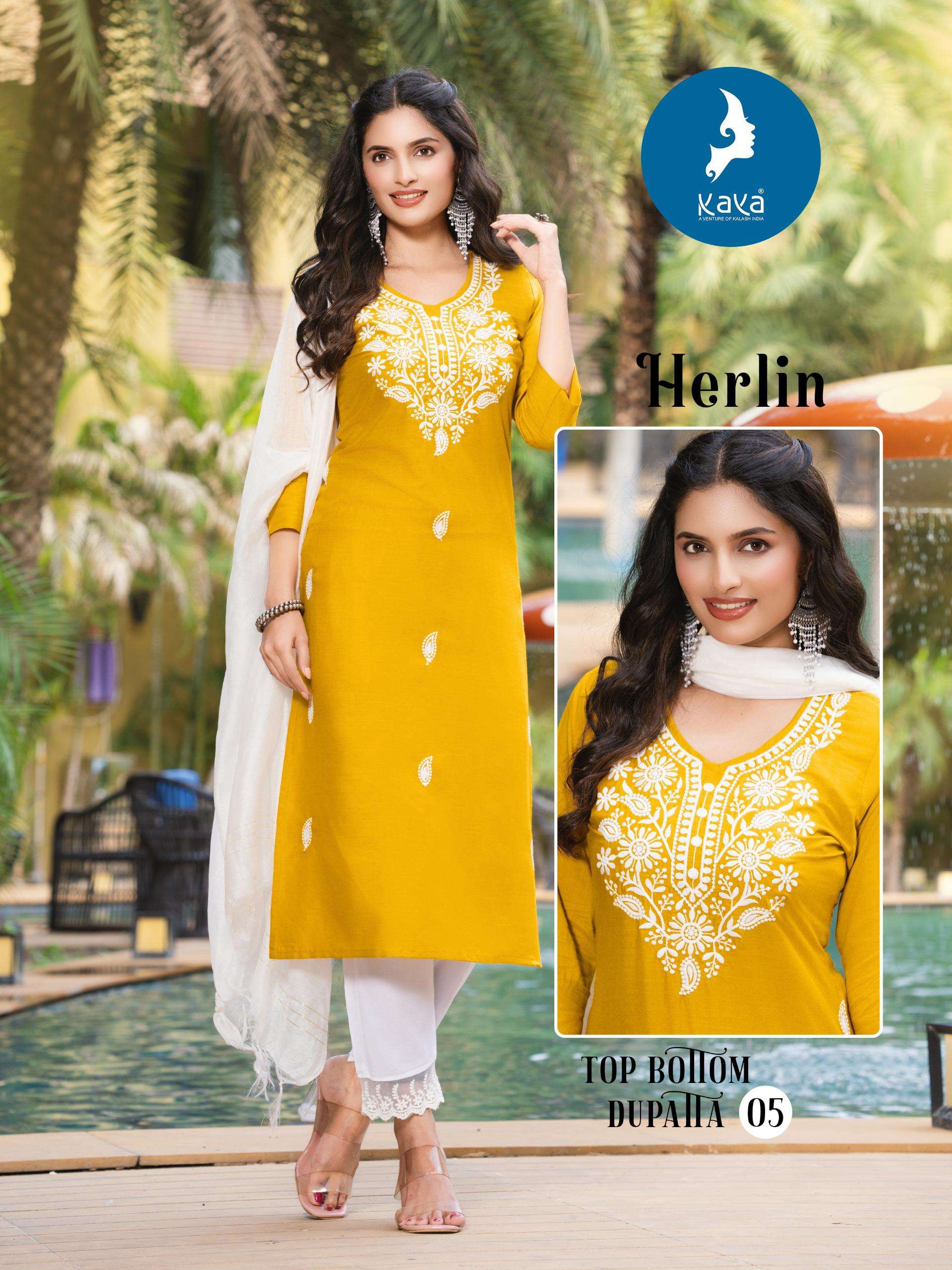 HERLIN BY KAYA KURTI IN RAYON SLUB WITH THREE LINE DUPATTA 3 PIECE CONCEPT 