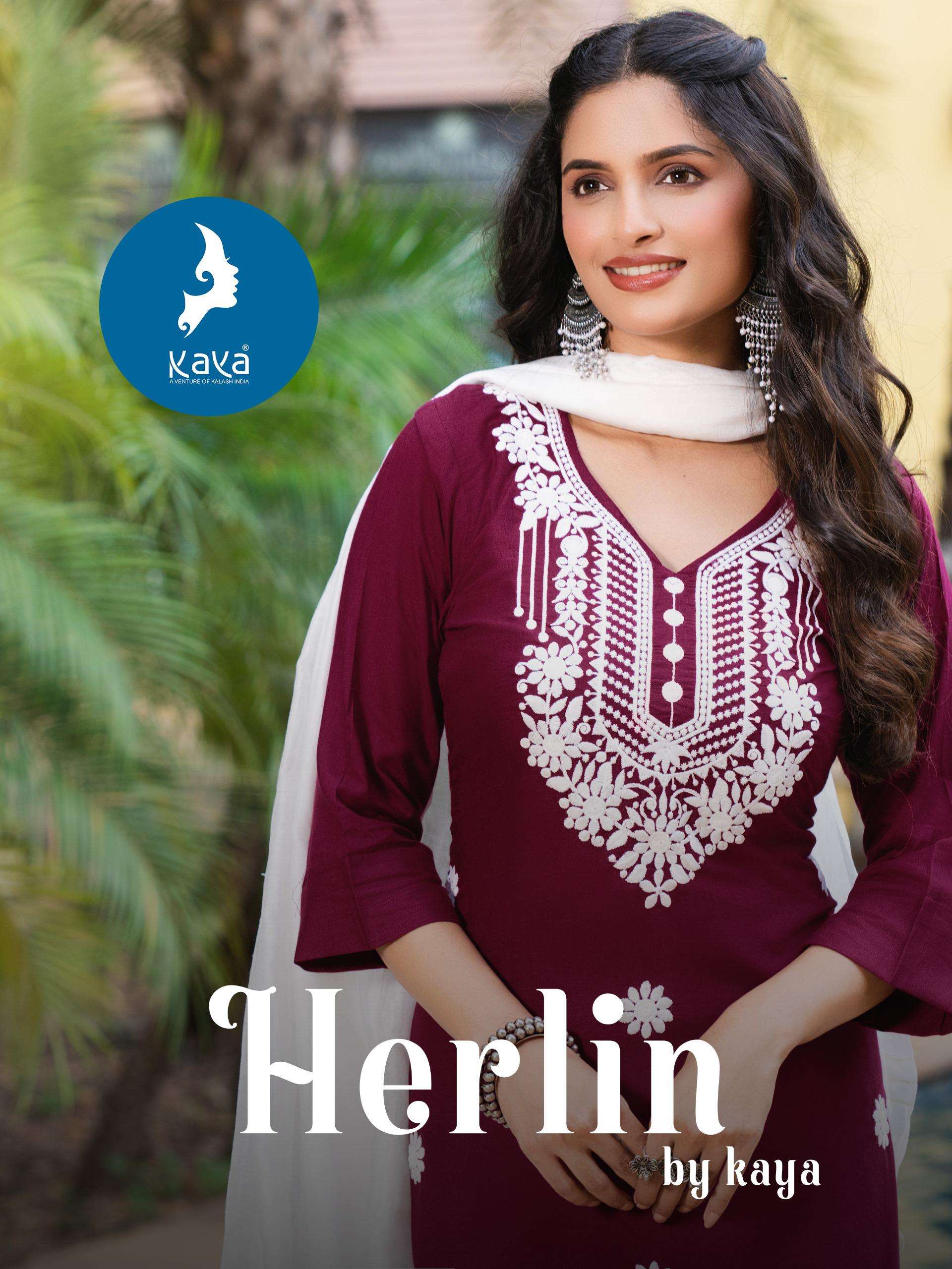 HERLIN BY KAYA KURTI IN RAYON SLUB WITH THREE LINE DUPATTA 3 PIECE CONCEPT 