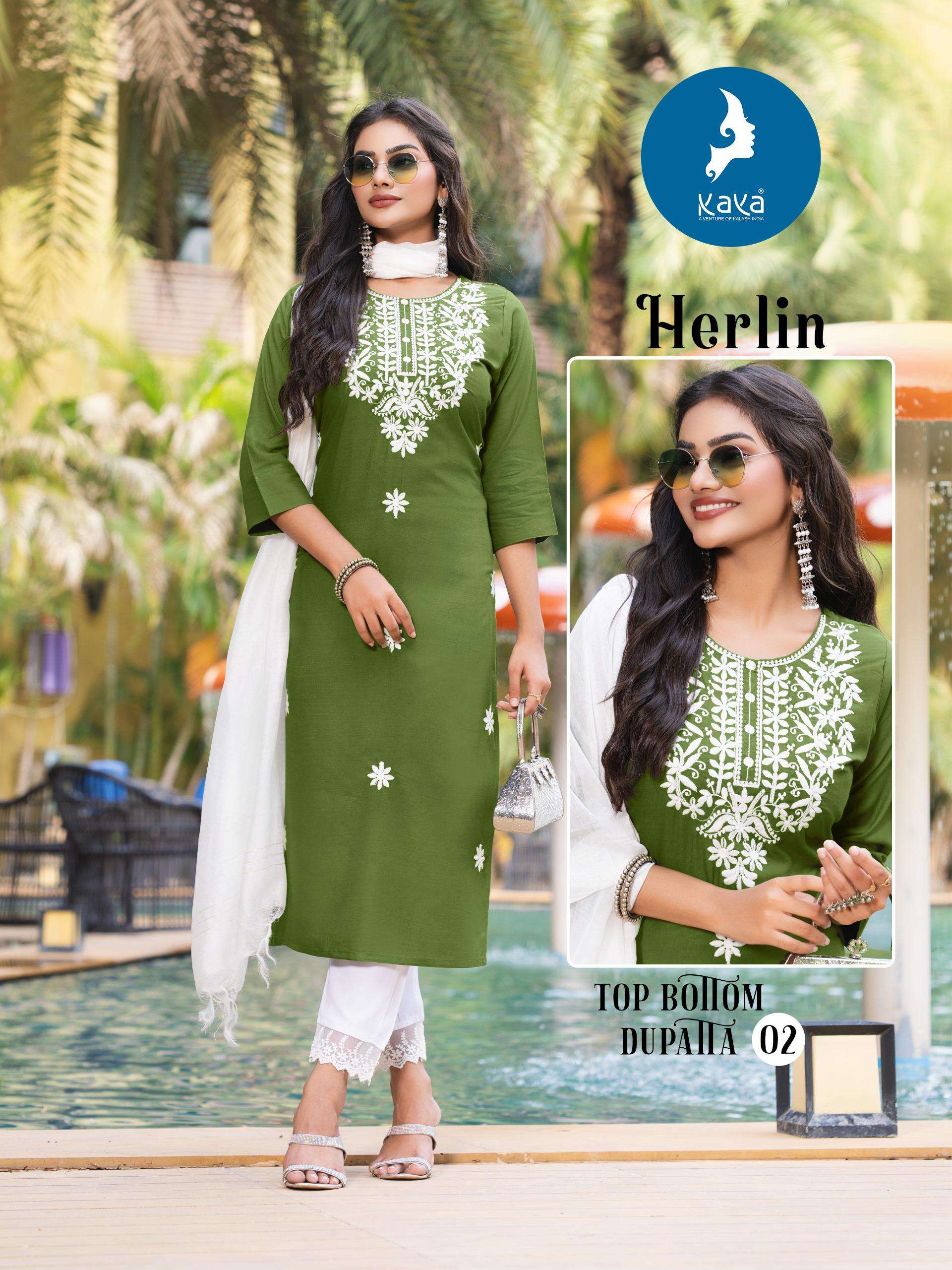 HERLIN BY KAYA KURTI IN RAYON SLUB WITH THREE LINE DUPATTA 3 PIECE CONCEPT 