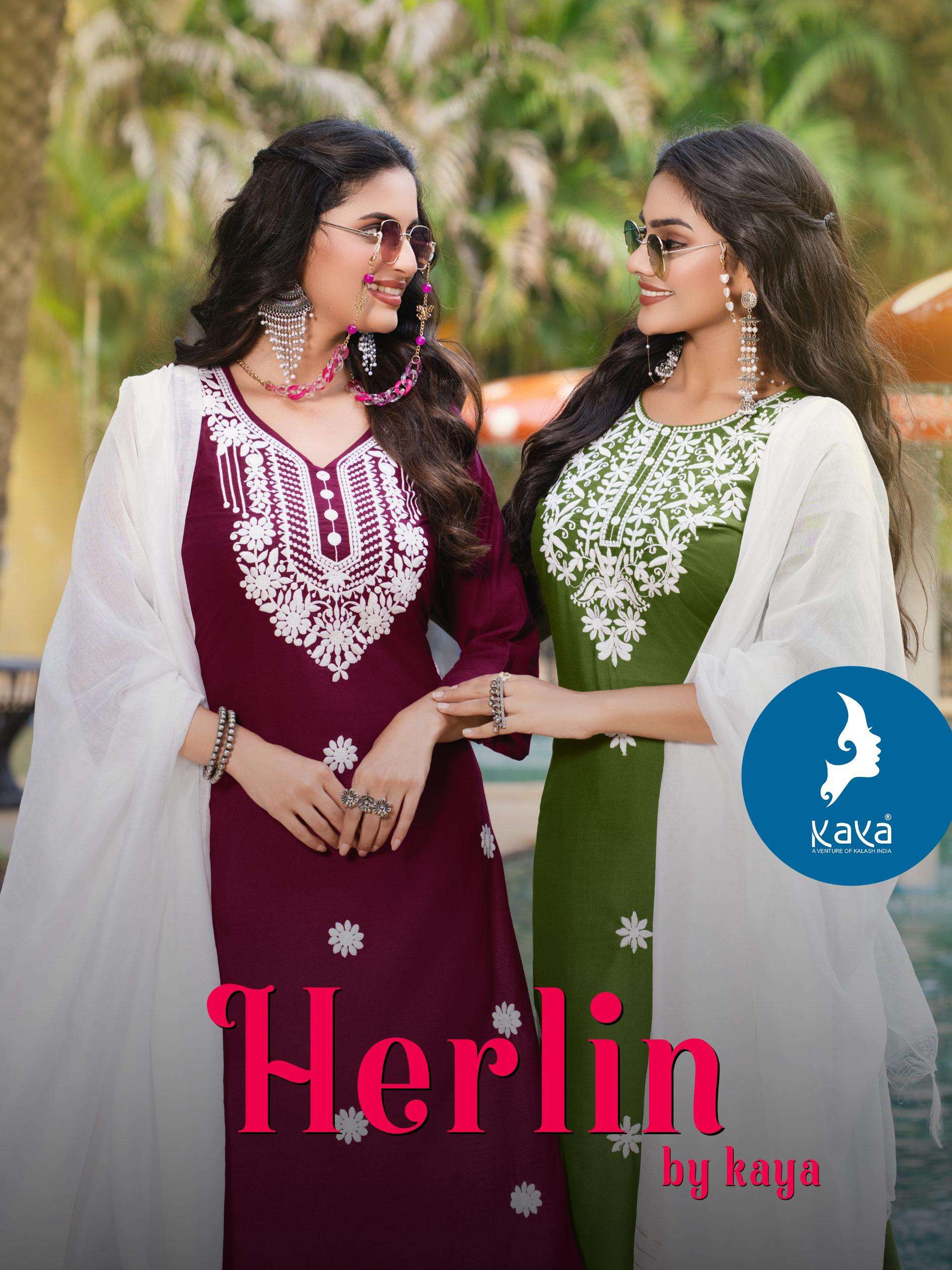 HERLIN BY KAYA KURTI IN RAYON SLUB WITH THREE LINE DUPATTA 3 PIECE CONCEPT 