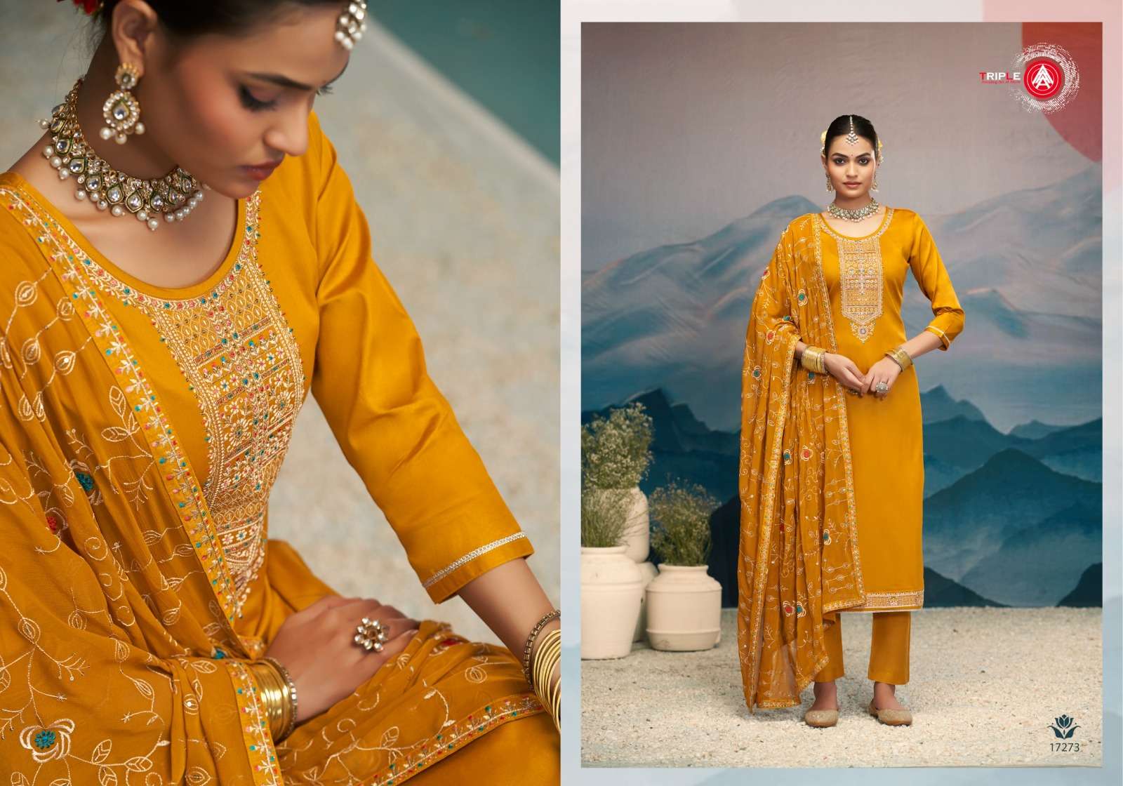 KEERAT VOL-10 BY TRIPLE IN JAM COTTON WITH HEAY HAND WORK AND SEMI PURE DUPATTA 