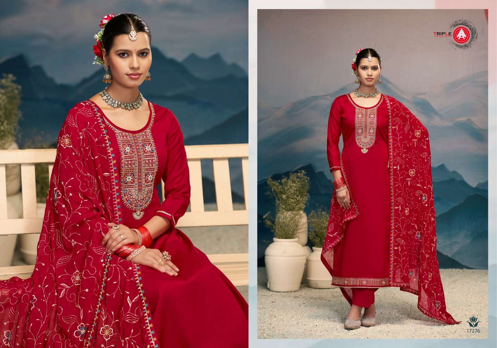 KEERAT VOL-10 BY TRIPLE IN JAM COTTON WITH HEAY HAND WORK AND SEMI PURE DUPATTA 