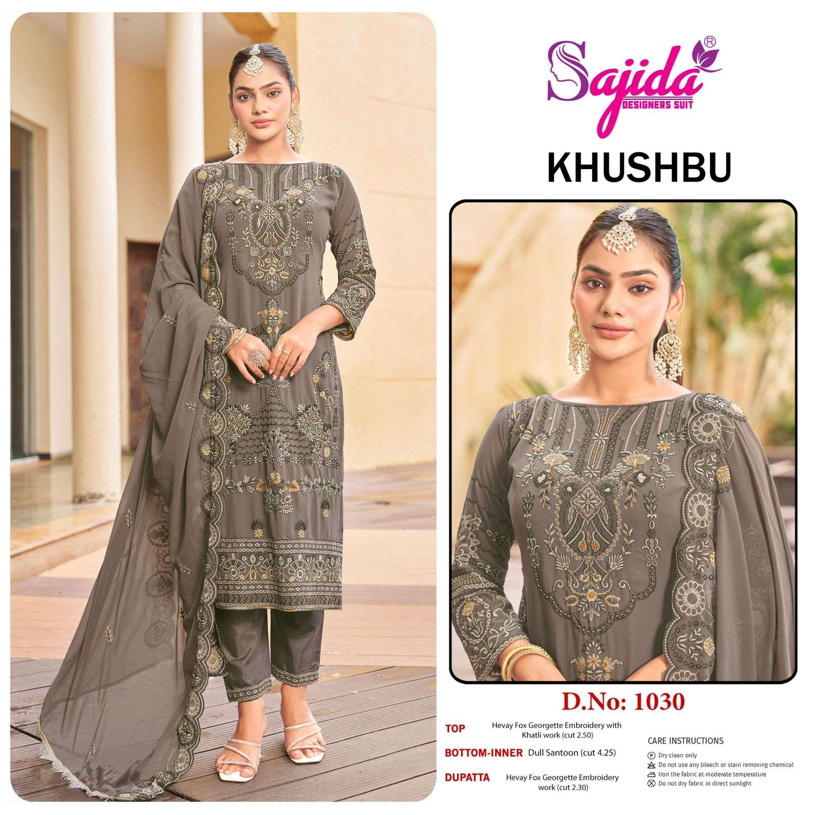 KHUSHBU-VOL-1 BY SAJIDA DESIGNER SUIT IN GEORGETTE WITH HEAVY EMBROIDERED WORK 
