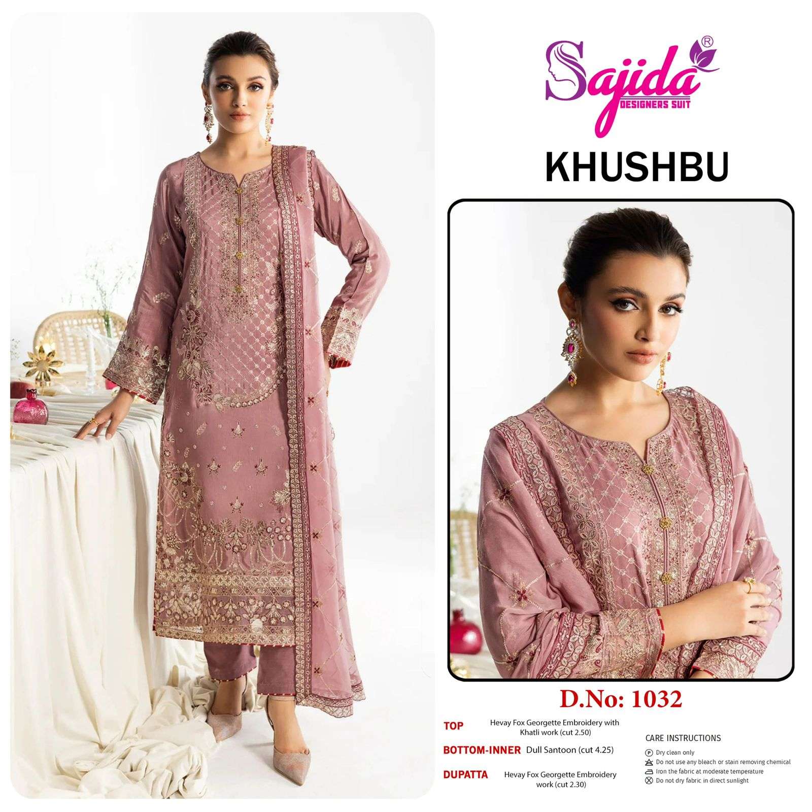 KHUSHBU-VOL-1 BY SAJIDA DESIGNER SUIT IN GEORGETTE WITH HEAVY EMBROIDERED WORK 