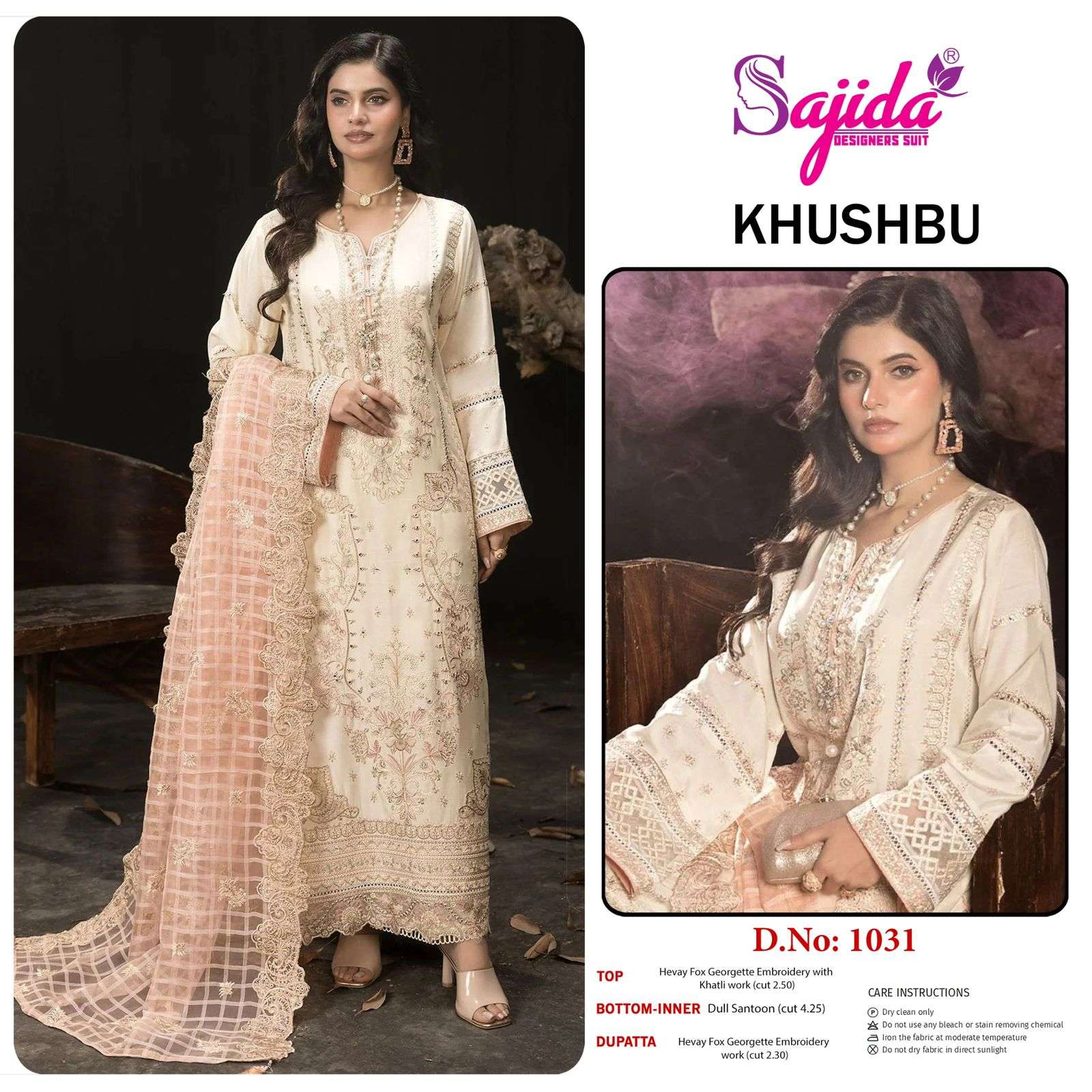 KHUSHBU-VOL-1 BY SAJIDA DESIGNER SUIT IN GEORGETTE WITH HEAVY EMBROIDERED WORK 