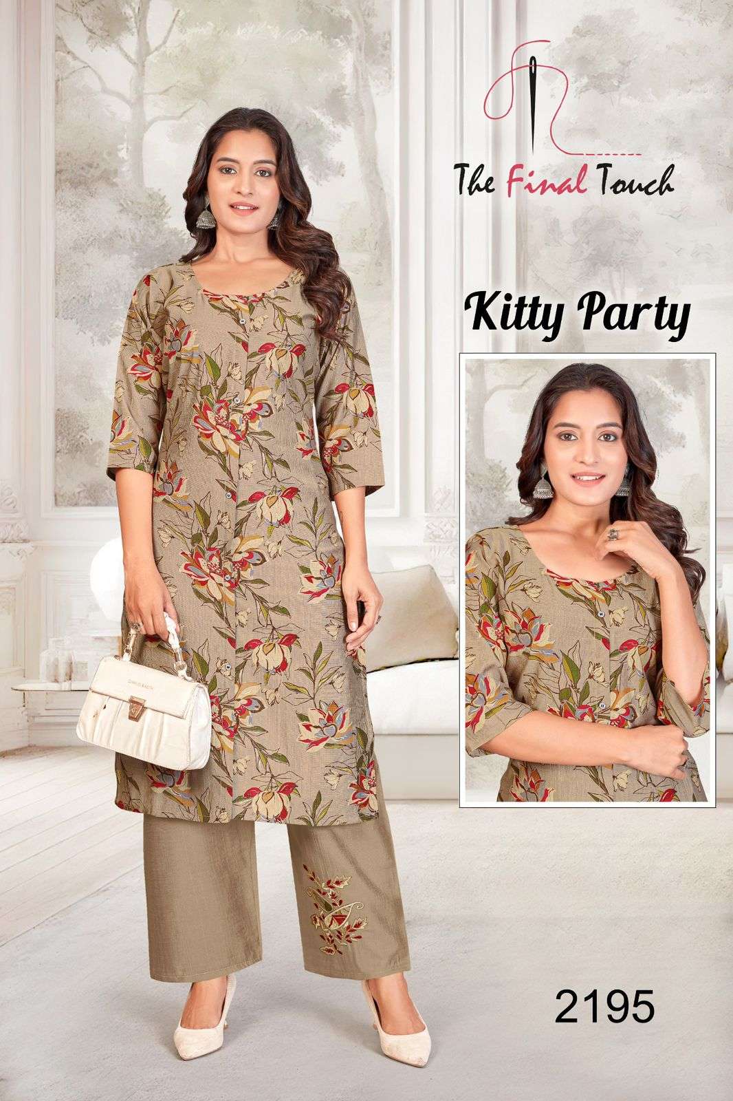 KITTY PARTY BY R R FASHION IN PREMIUM VETICAN PRINT PLAZO WITH APLIC WORK 