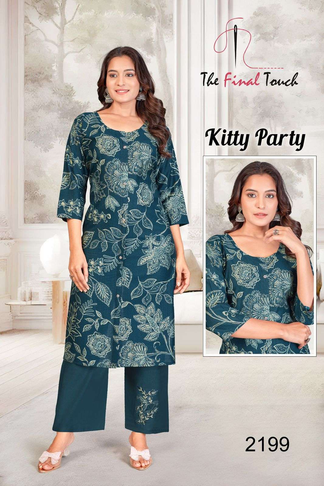 KITTY PARTY BY R R FASHION IN PREMIUM VETICAN PRINT PLAZO WITH APLIC WORK 