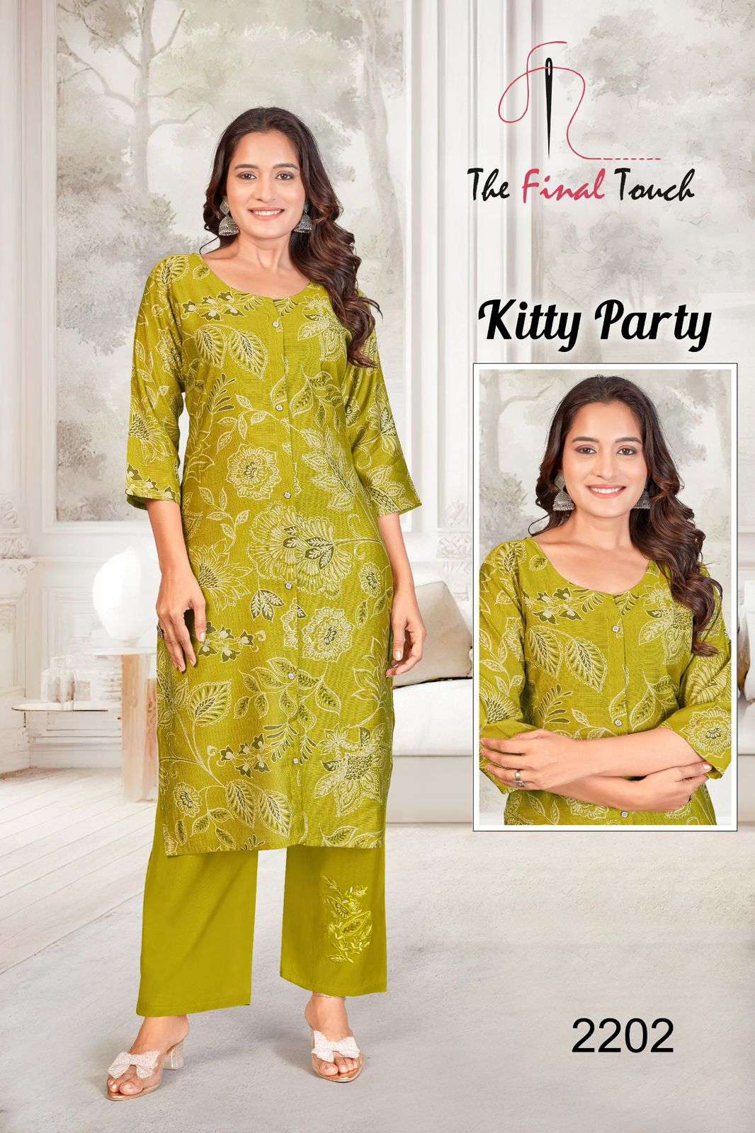 KITTY PARTY BY R R FASHION IN PREMIUM VETICAN PRINT PLAZO WITH APLIC WORK 