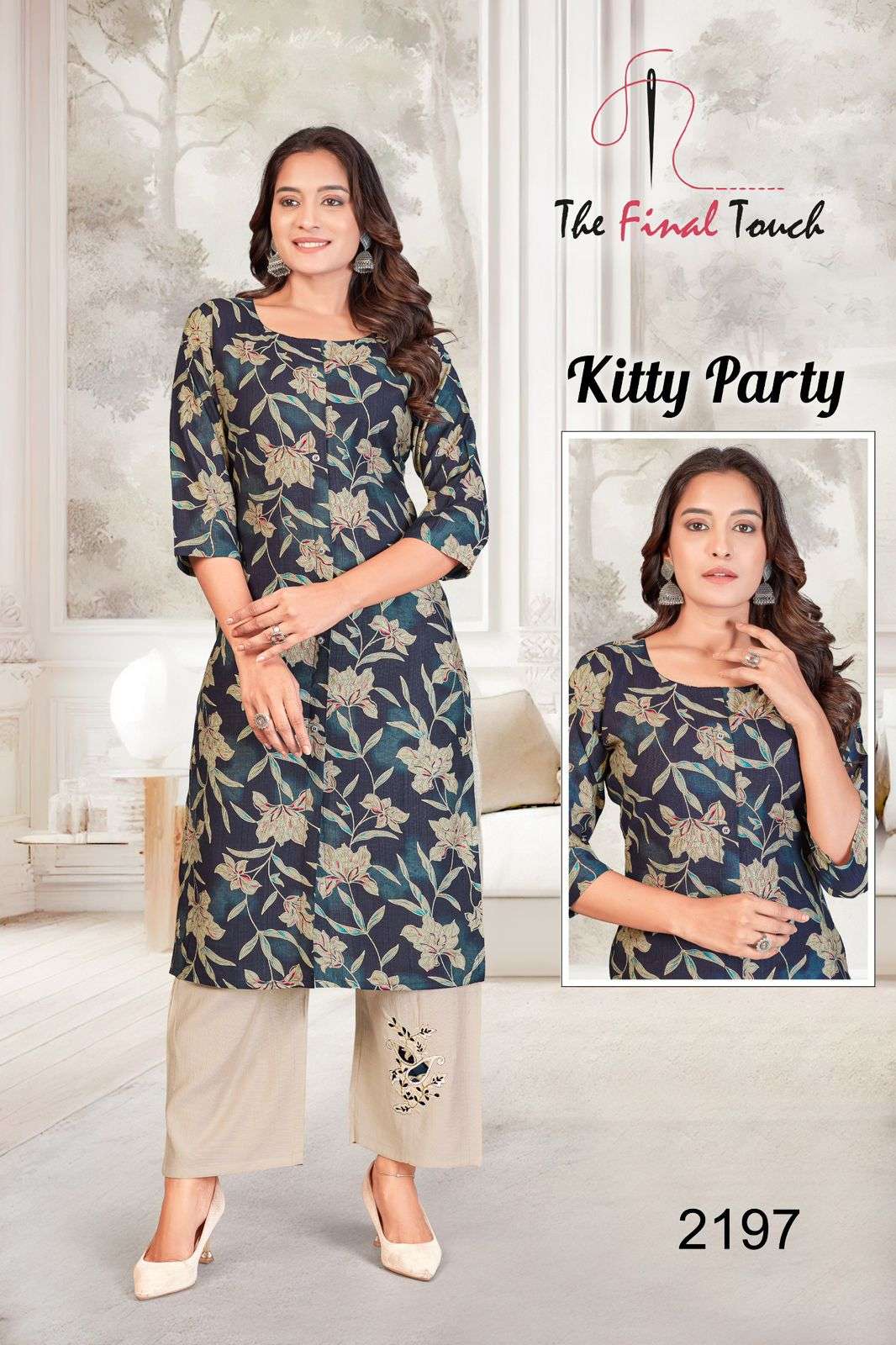 KITTY PARTY BY R R FASHION IN PREMIUM VETICAN PRINT PLAZO WITH APLIC WORK 