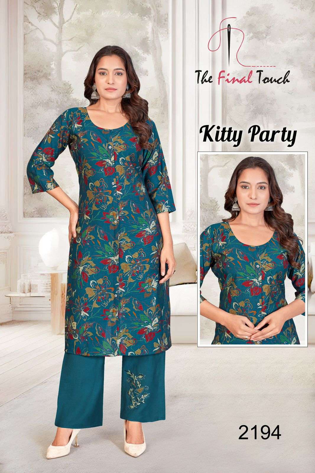 KITTY PARTY BY R R FASHION IN PREMIUM VETICAN PRINT PLAZO WITH APLIC WORK 