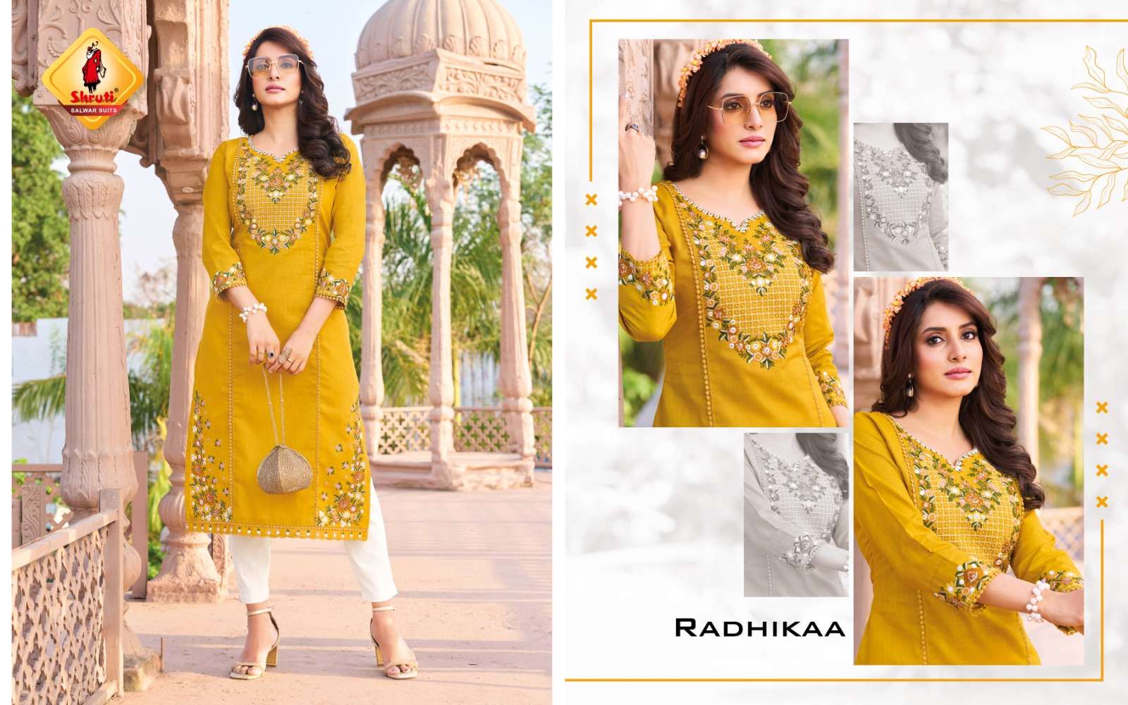 KKASHISH VOL-35 BY SHRUTI SUITS PURE COTTON LINEN STYLISH EMBROIDERY WORK KURTI PANT 