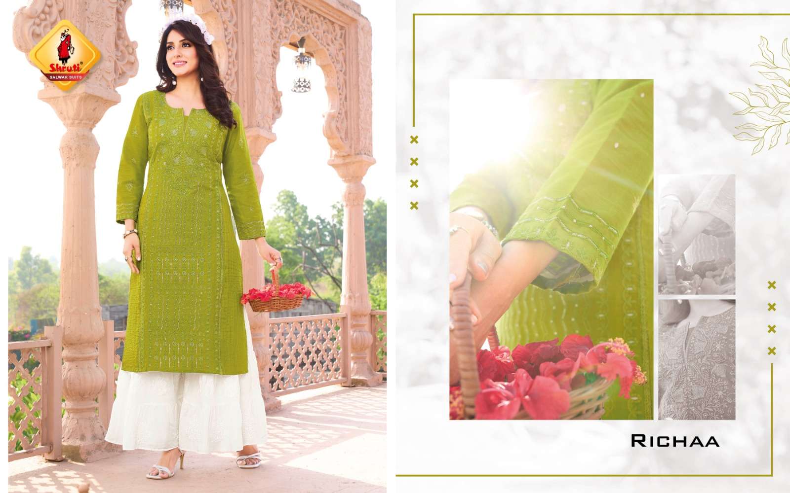 KKASHISH VOL-35 BY SHRUTI SUITS PURE COTTON LINEN STYLISH EMBROIDERY WORK KURTI PANT 