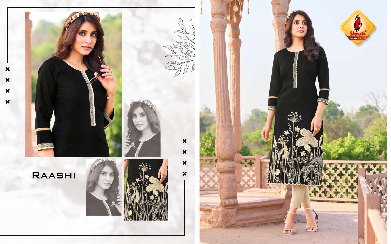 KKASHISH VOL-35 BY SHRUTI SUITS PURE COTTON LINEN STYLISH EMBROIDERY WORK KURTI PANT 