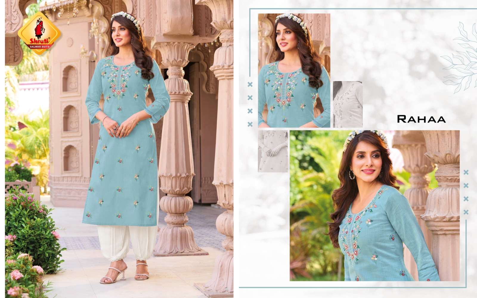 KKASHISH VOL-35 BY SHRUTI SUITS PURE COTTON LINEN STYLISH EMBROIDERY WORK KURTI PANT 