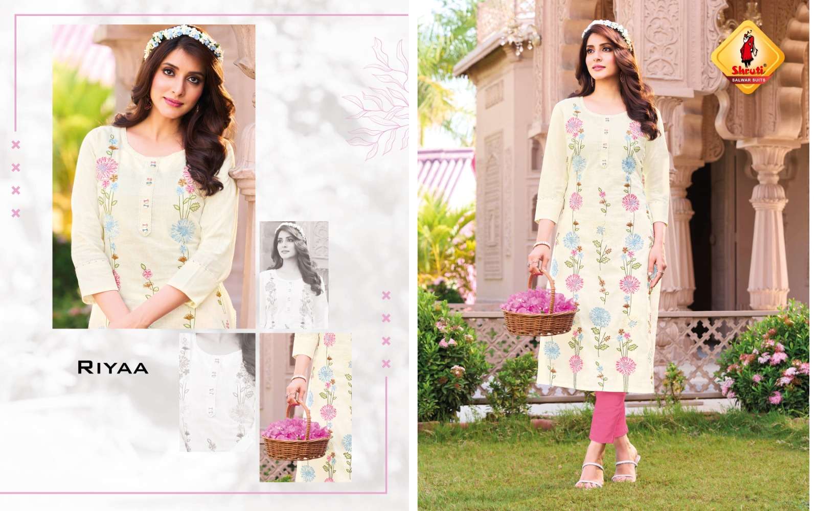 KKASHISH VOL-35 BY SHRUTI SUITS PURE COTTON LINEN STYLISH EMBROIDERY WORK KURTI PANT 