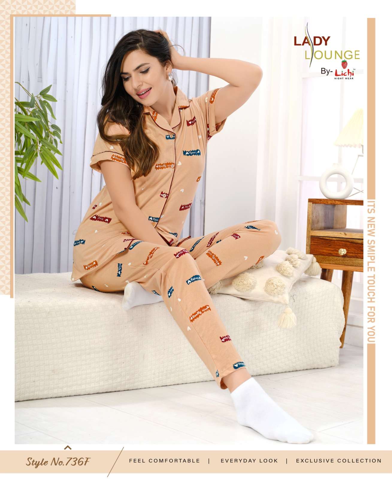 LADY LOUNGE BY LICHI IN NIGHT WEAR CO-ORD COMBO SET 