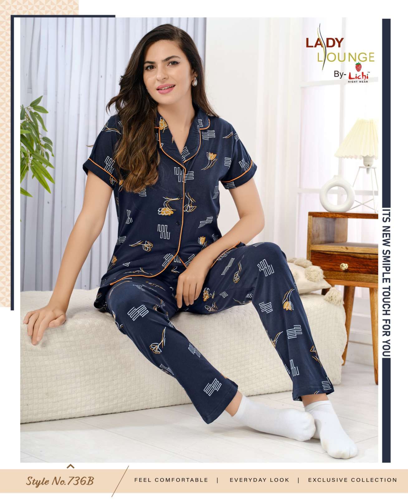 LADY LOUNGE BY LICHI IN NIGHT WEAR CO-ORD COMBO SET 