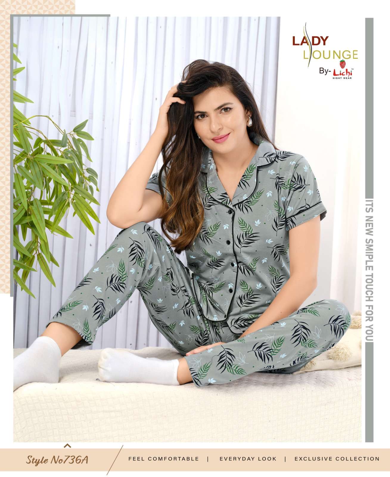 LADY LOUNGE BY LICHI IN NIGHT WEAR CO-ORD COMBO SET 