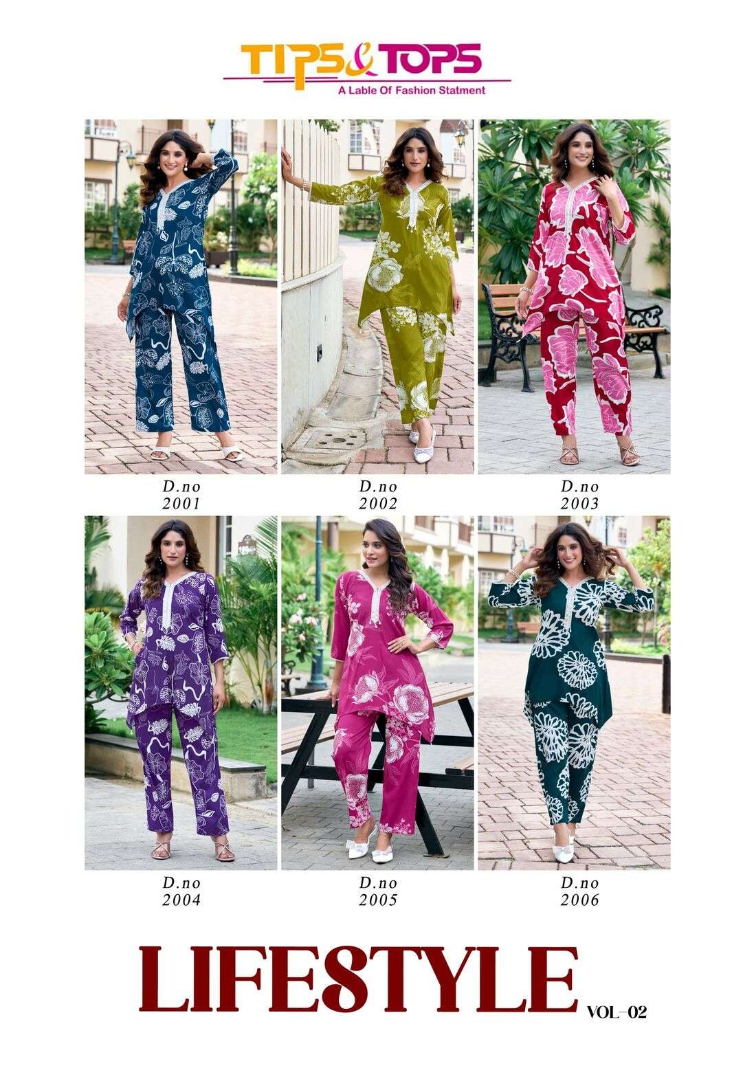 LIFESTYLE VOL-2 BY TIPS & TOPS IN HEAVY RAYON PRINT LACE WORK WITH POCKET CO-ORD SET