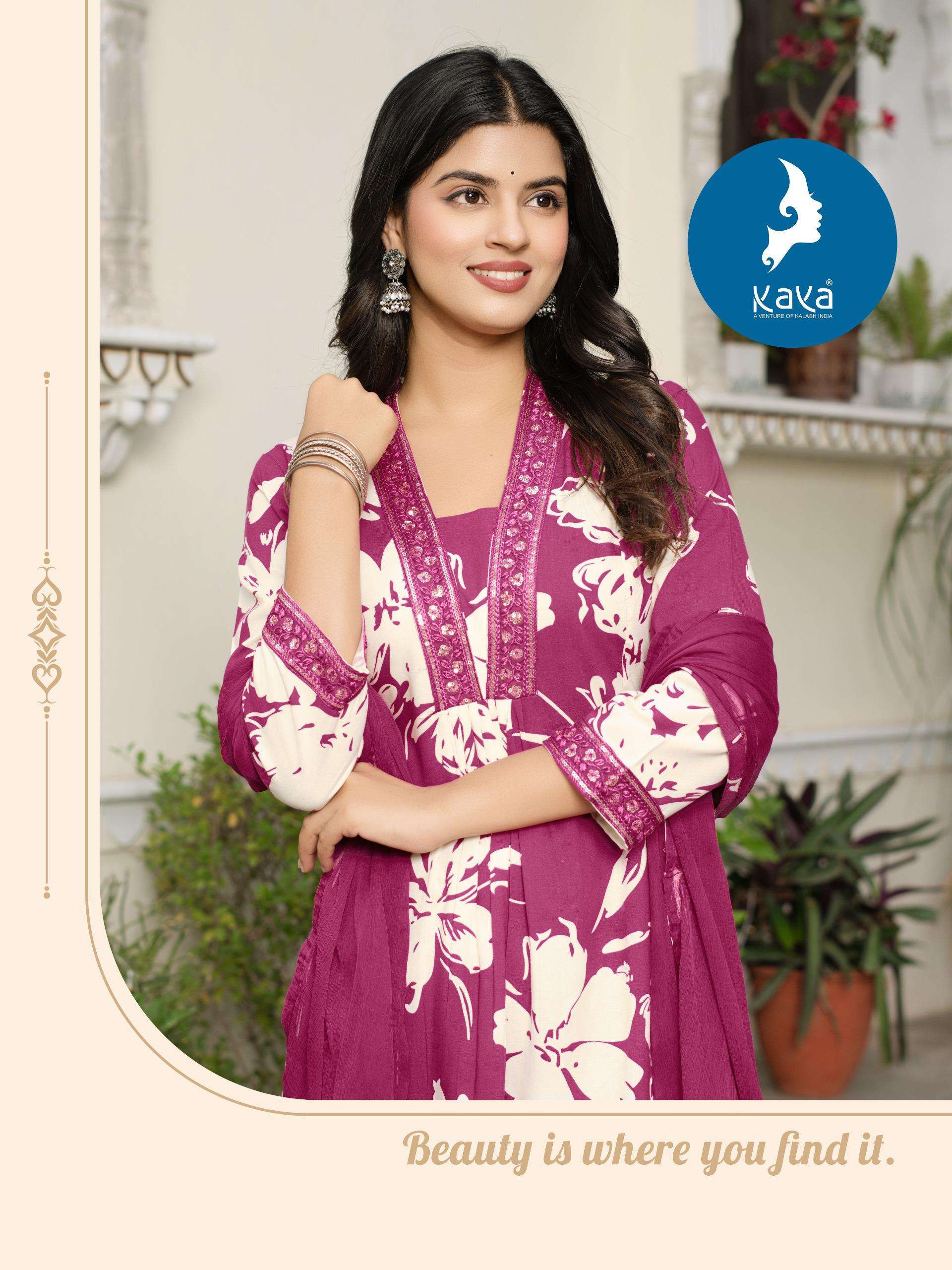 LIQUID BY KAYA KURTI IN HEAVY RAYON PRINT 3 PIECE CONCEPT WITH STRAIGHT CUT