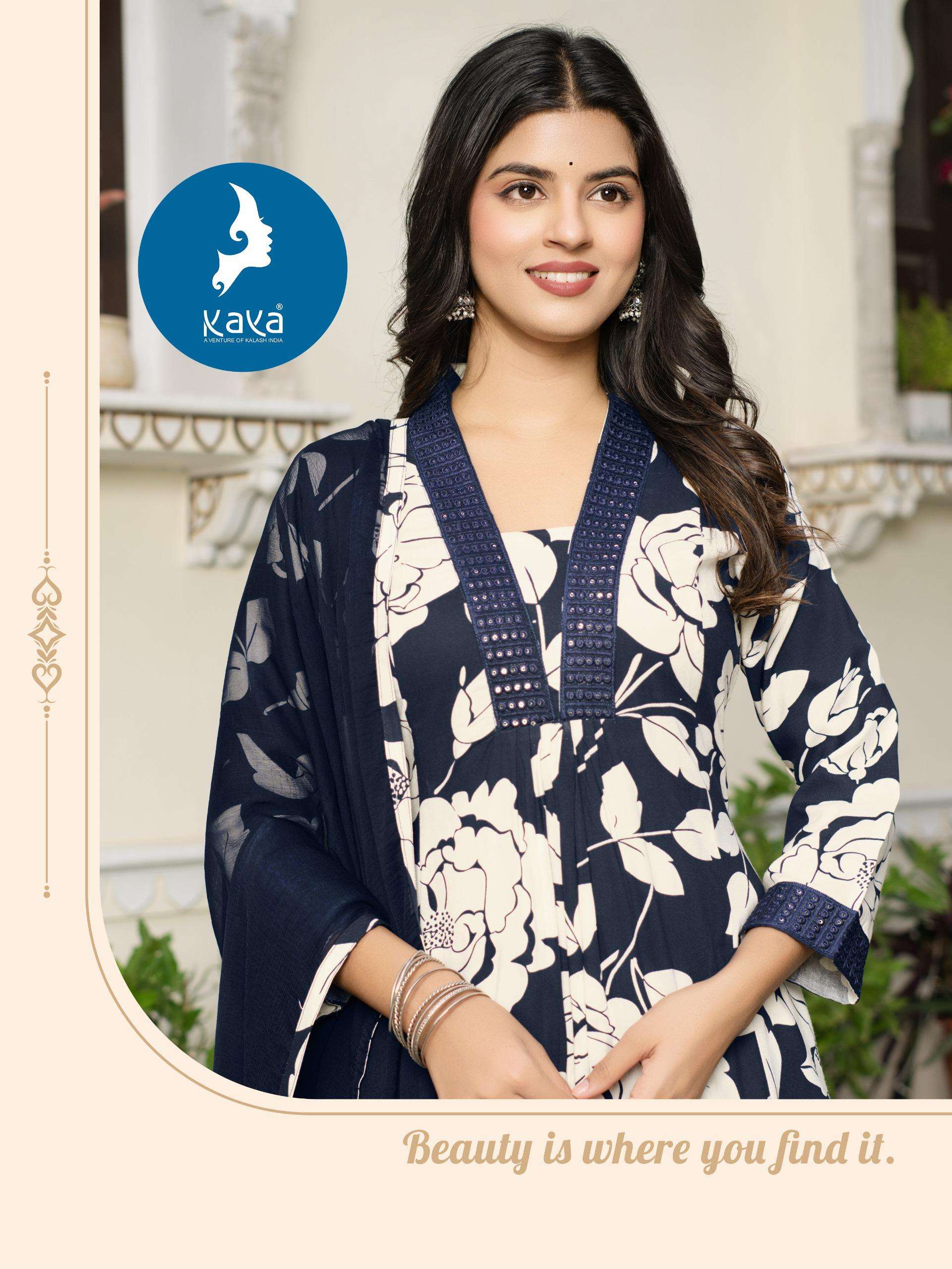 LIQUID BY KAYA KURTI IN HEAVY RAYON PRINT 3 PIECE CONCEPT WITH STRAIGHT CUT