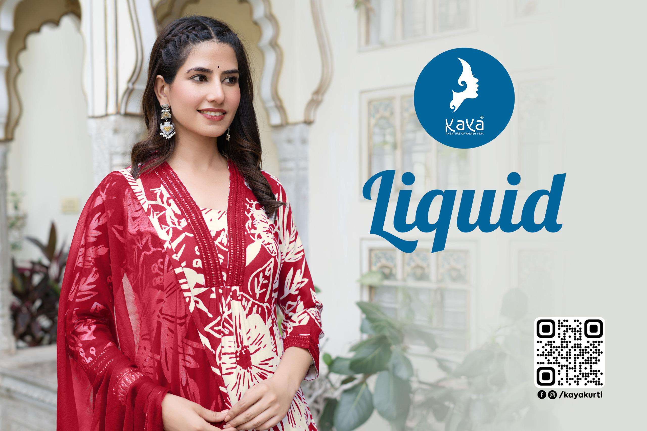 LIQUID BY KAYA KURTI IN HEAVY RAYON PRINT 3 PIECE CONCEPT WITH STRAIGHT CUT