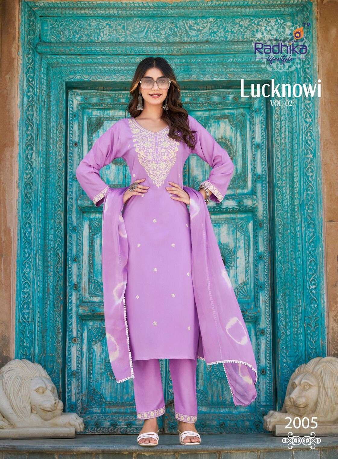 LUCKNOWI VOL-2 BY RADHIKA LIFESTYLE IN LIVA APPROVED RAYON WITH HAND WORK