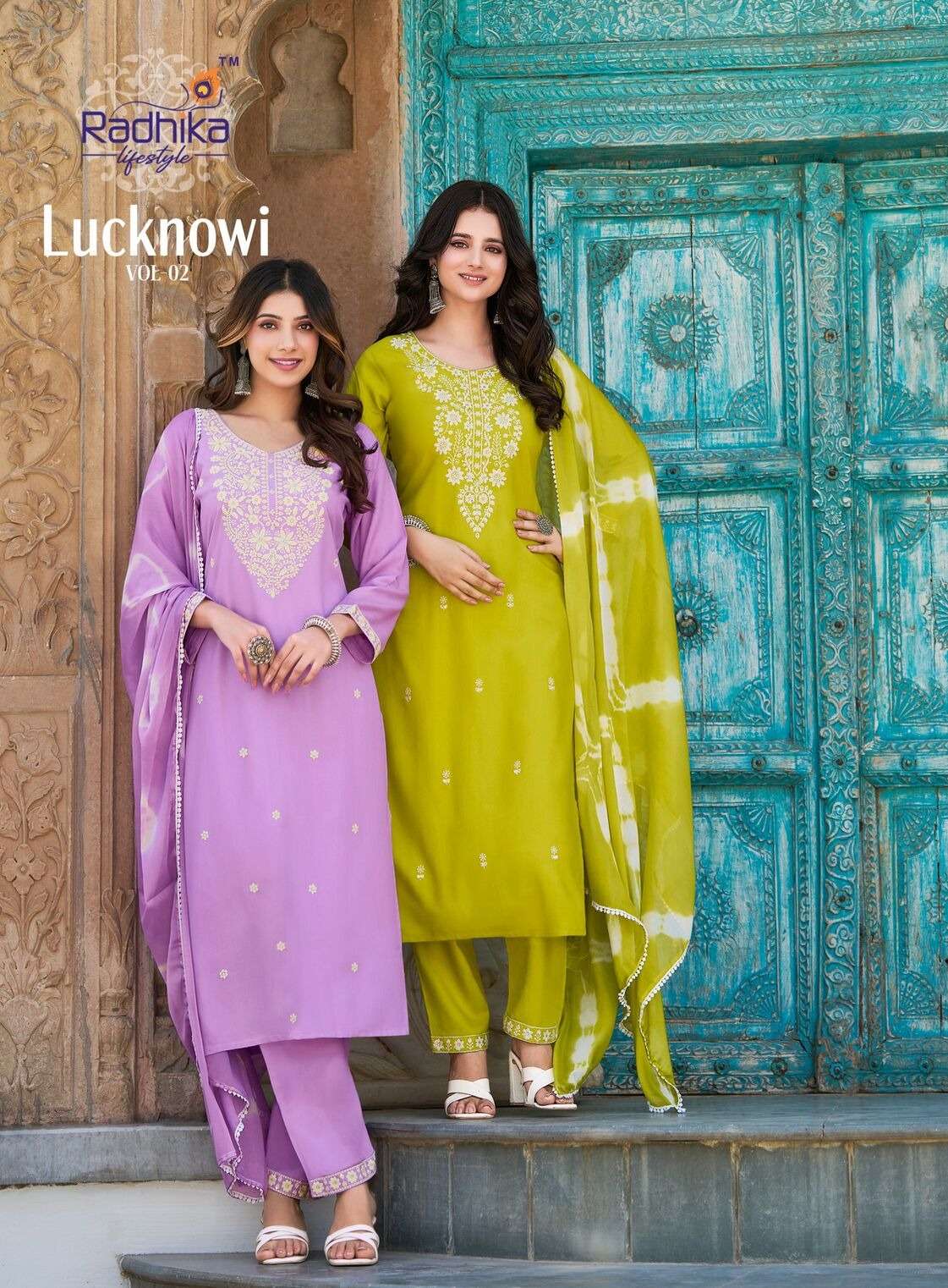 LUCKNOWI VOL-2 BY RADHIKA LIFESTYLE IN LIVA APPROVED RAYON WITH HAND WORK