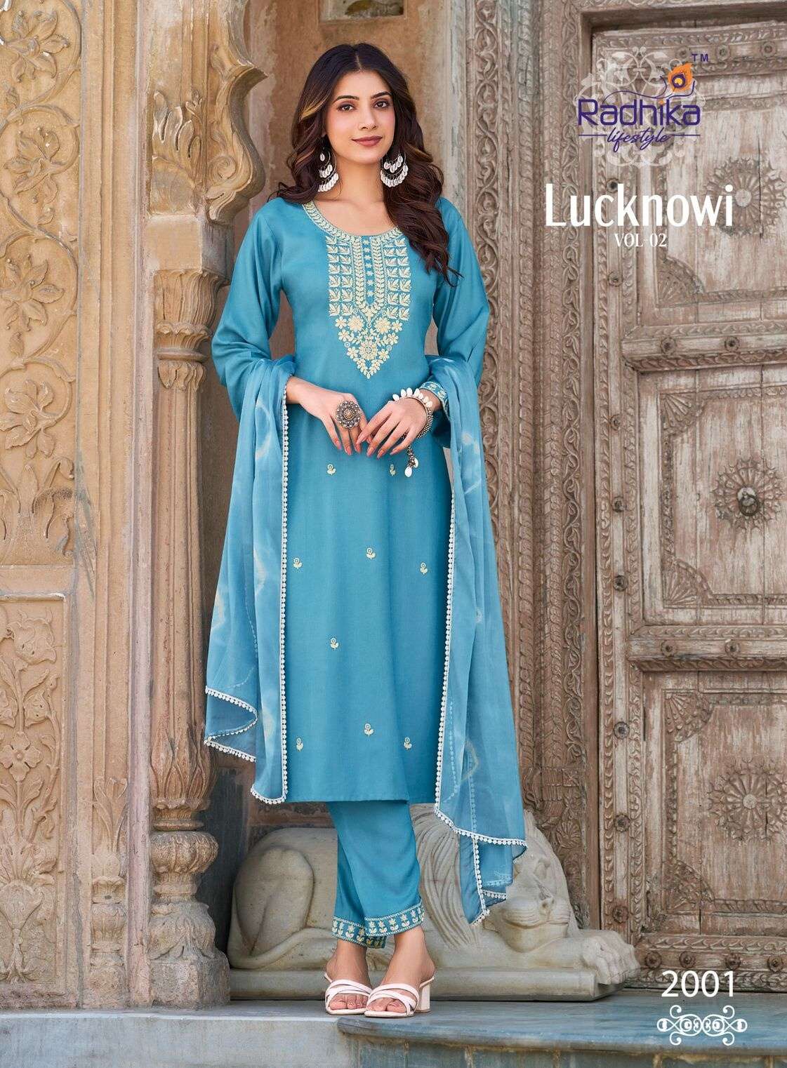LUCKNOWI VOL-2 BY RADHIKA LIFESTYLE IN LIVA APPROVED RAYON WITH HAND WORK