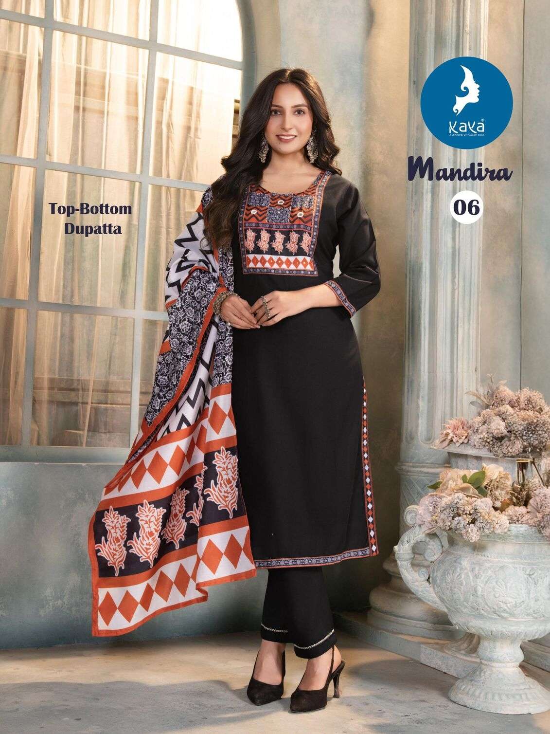 MANDIRA BY KAYA KURTI IN RAYON WITH MUSLIN DIGITAL PRINT STRAIGHT CUT 