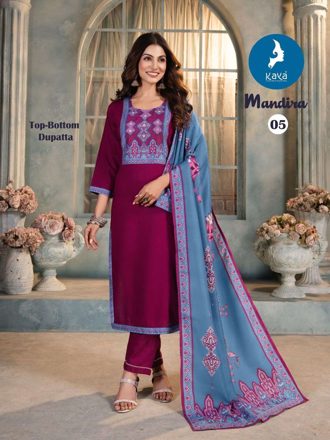 MANDIRA BY KAYA KURTI IN RAYON WITH MUSLIN DIGITAL PRINT STRAIGHT CUT 