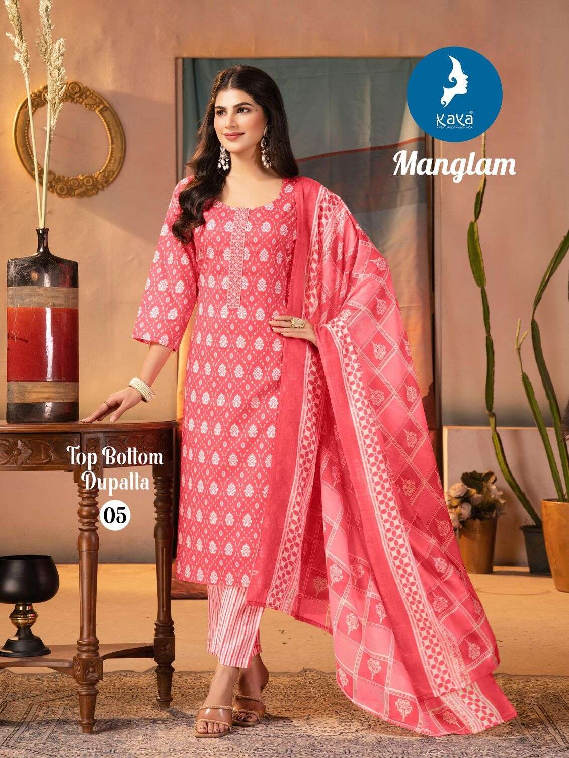 MANGLAM BY KAYA KURTI IN COTTON PRINT 3 PIECE CONCEPT WITH STRAIGHT CUT 