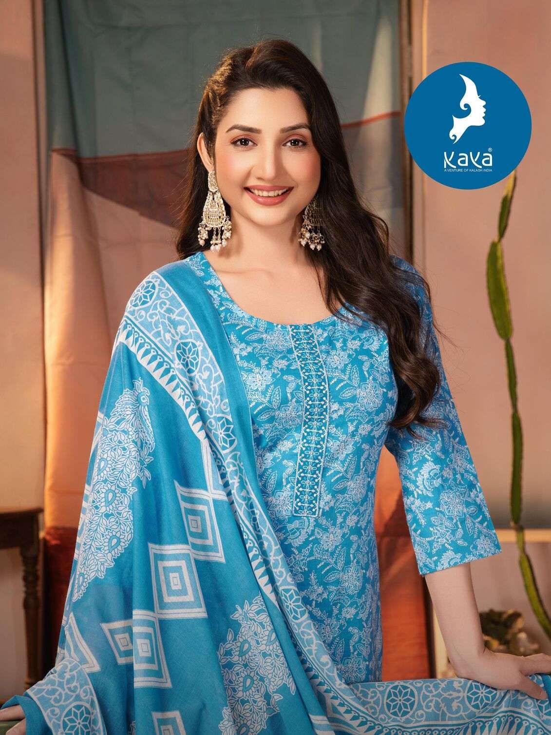 MANGLAM BY KAYA KURTI IN COTTON PRINT 3 PIECE CONCEPT WITH STRAIGHT CUT 