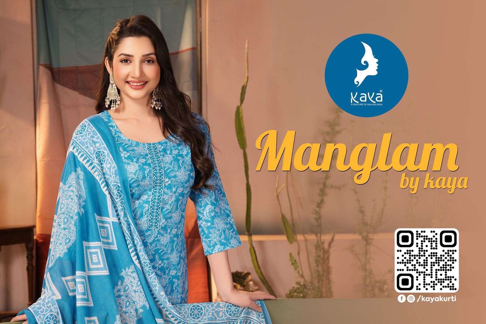 MANGLAM BY KAYA KURTI IN COTTON PRINT 3 PIECE CONCEPT WITH STRAIGHT CUT 