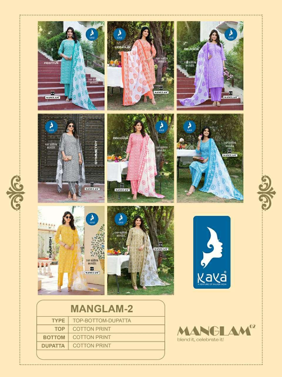 MANGLAM VOL-2 BY KAYA KURTI IN COTTON PRINT 3 PIECE CONCEPT WITH STRAIGHT CUT 