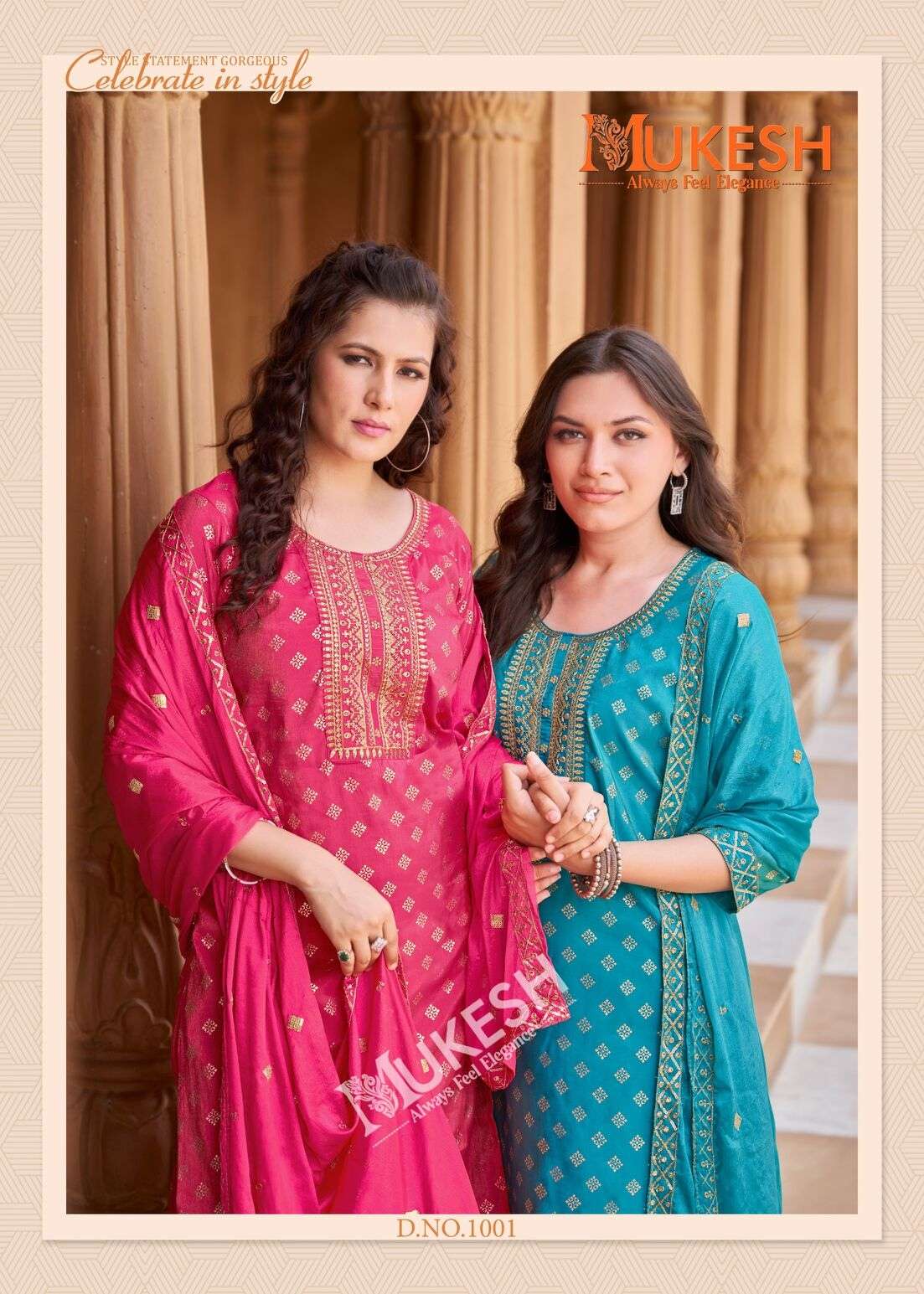 MANNAT VOL-2 BY MUKESH IN PURE VISCOSE SIMMER ROMAN WITH EMBROIDERY & GOLD PRINT