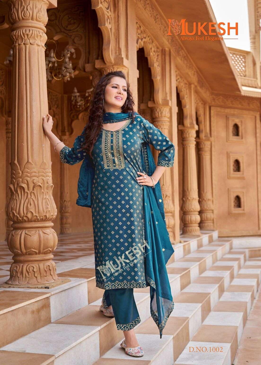 MANNAT VOL-2 BY MUKESH IN PURE VISCOSE SIMMER ROMAN WITH EMBROIDERY & GOLD PRINT