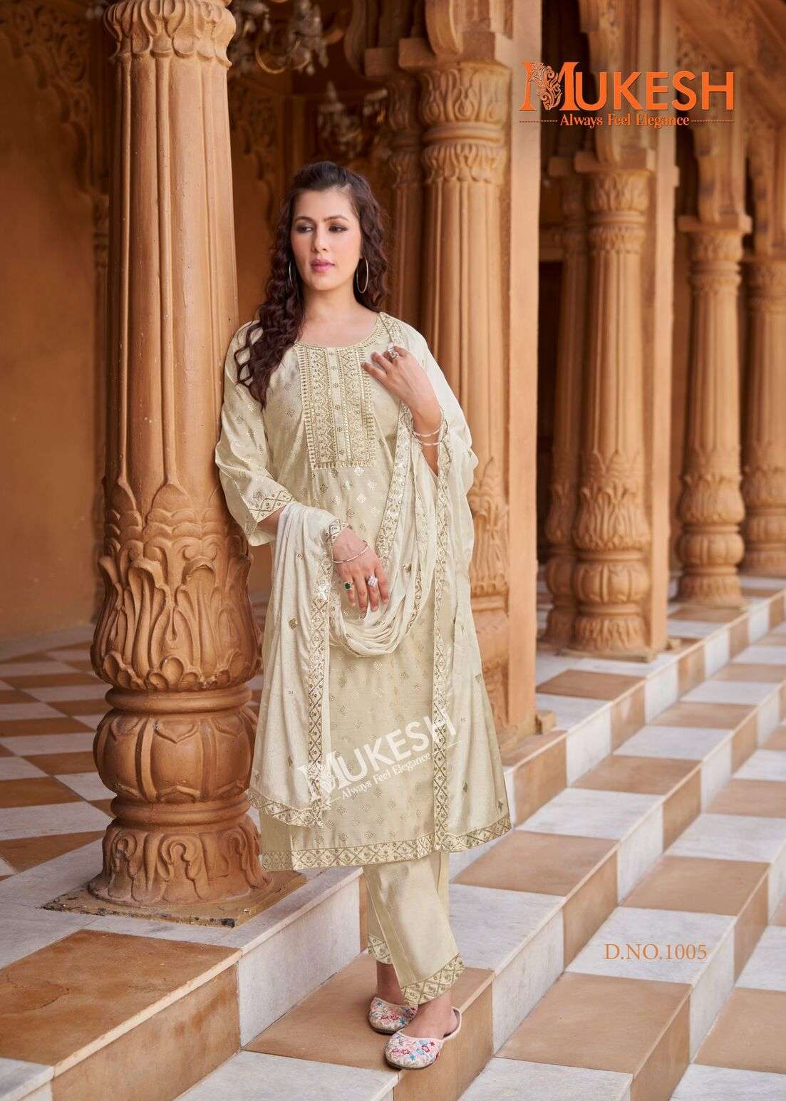 MANNAT VOL-2 BY MUKESH IN PURE VISCOSE SIMMER ROMAN WITH EMBROIDERY & GOLD PRINT