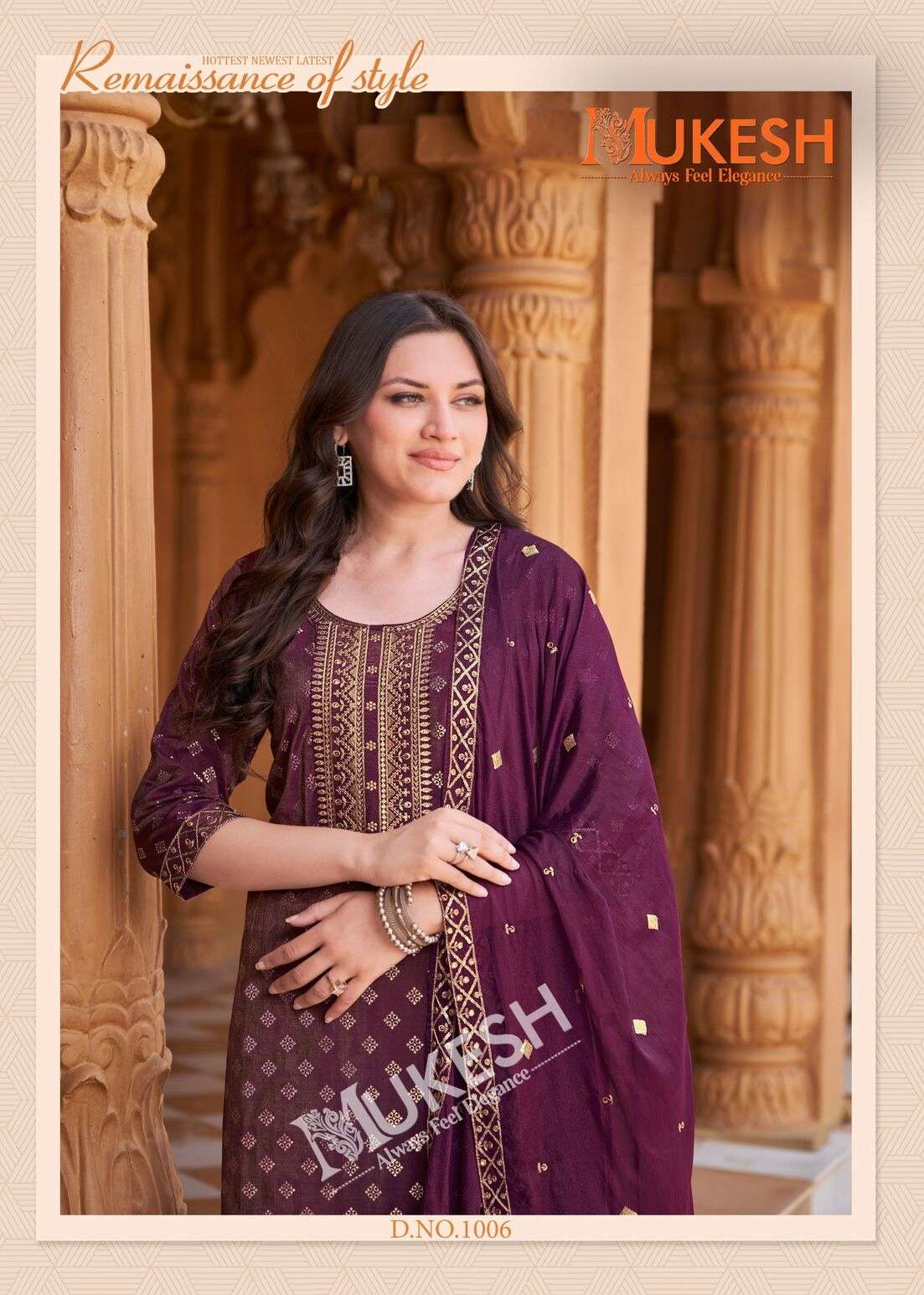 MANNAT VOL-2 BY MUKESH IN PURE VISCOSE SIMMER ROMAN WITH EMBROIDERY & GOLD PRINT