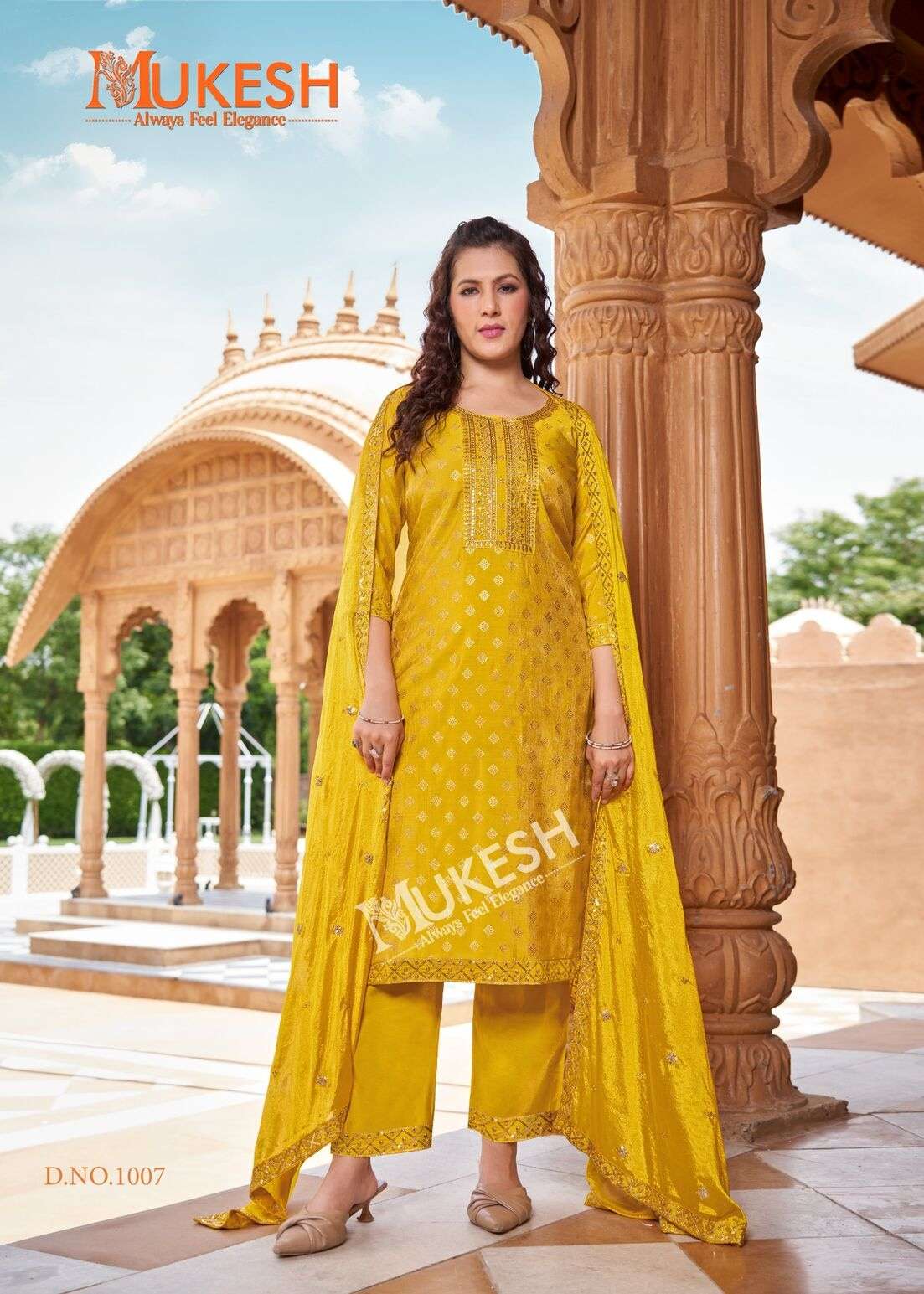 MANNAT VOL-2 BY MUKESH IN PURE VISCOSE SIMMER ROMAN WITH EMBROIDERY & GOLD PRINT