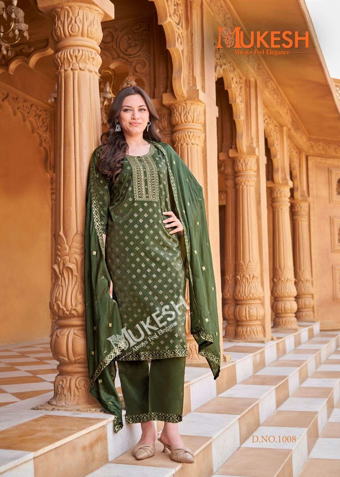 MANNAT VOL-2 BY MUKESH IN PURE VISCOSE SIMMER ROMAN WITH EMBROIDERY & GOLD PRINT