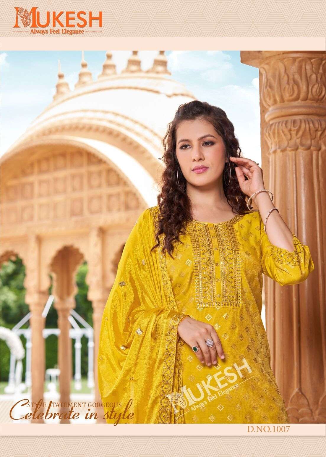 MANNAT VOL-2 BY MUKESH IN PURE VISCOSE SIMMER ROMAN WITH EMBROIDERY & GOLD PRINT