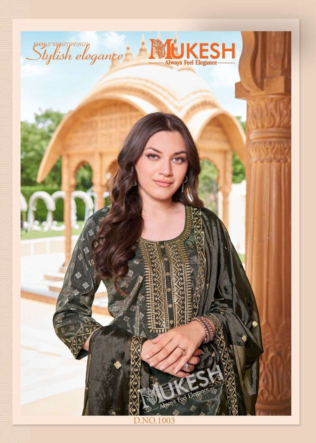 MANNAT VOL-2 BY MUKESH IN PURE VISCOSE SIMMER ROMAN WITH EMBROIDERY & GOLD PRINT
