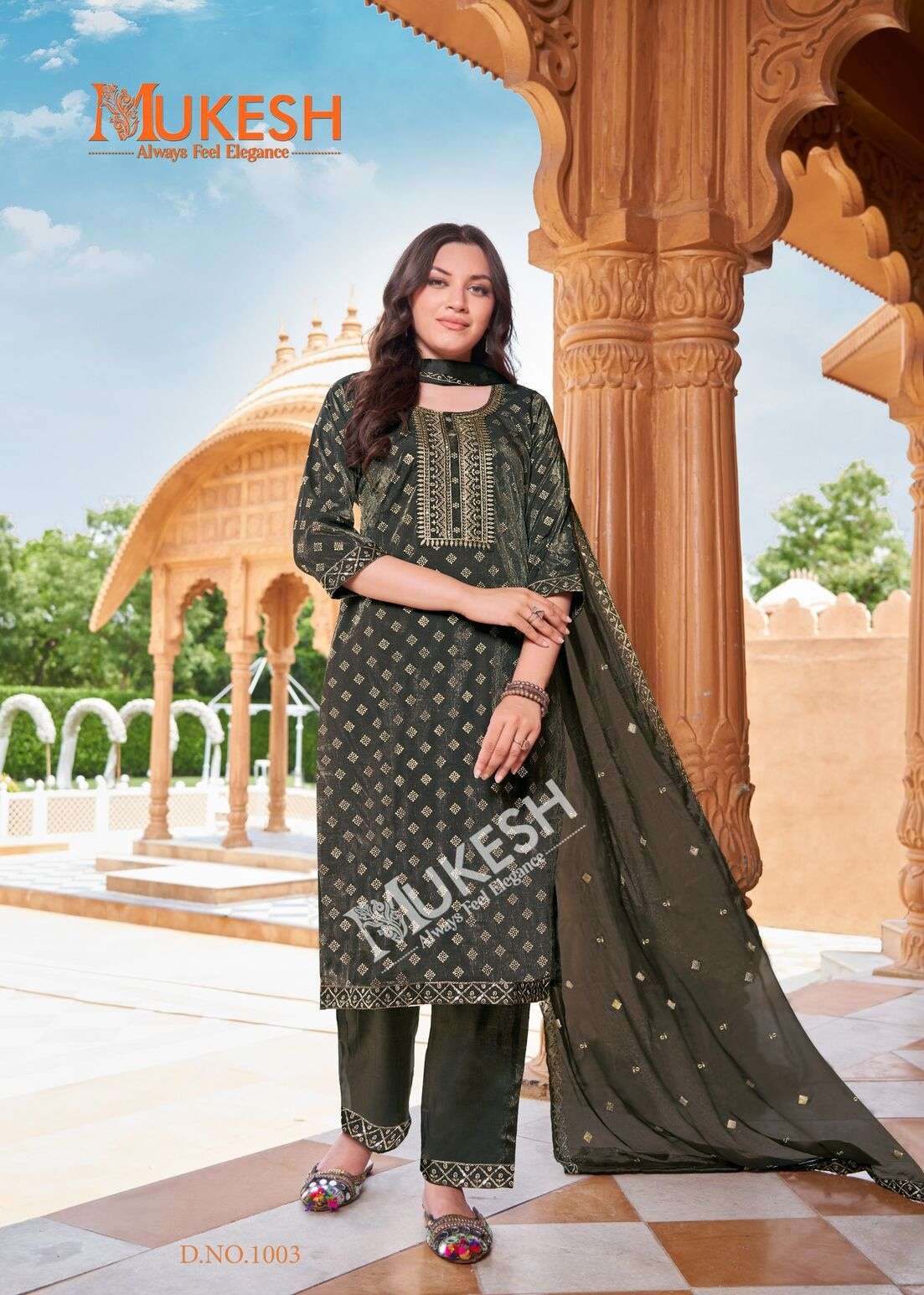 MANNAT VOL-2 BY MUKESH IN PURE VISCOSE SIMMER ROMAN WITH EMBROIDERY & GOLD PRINT