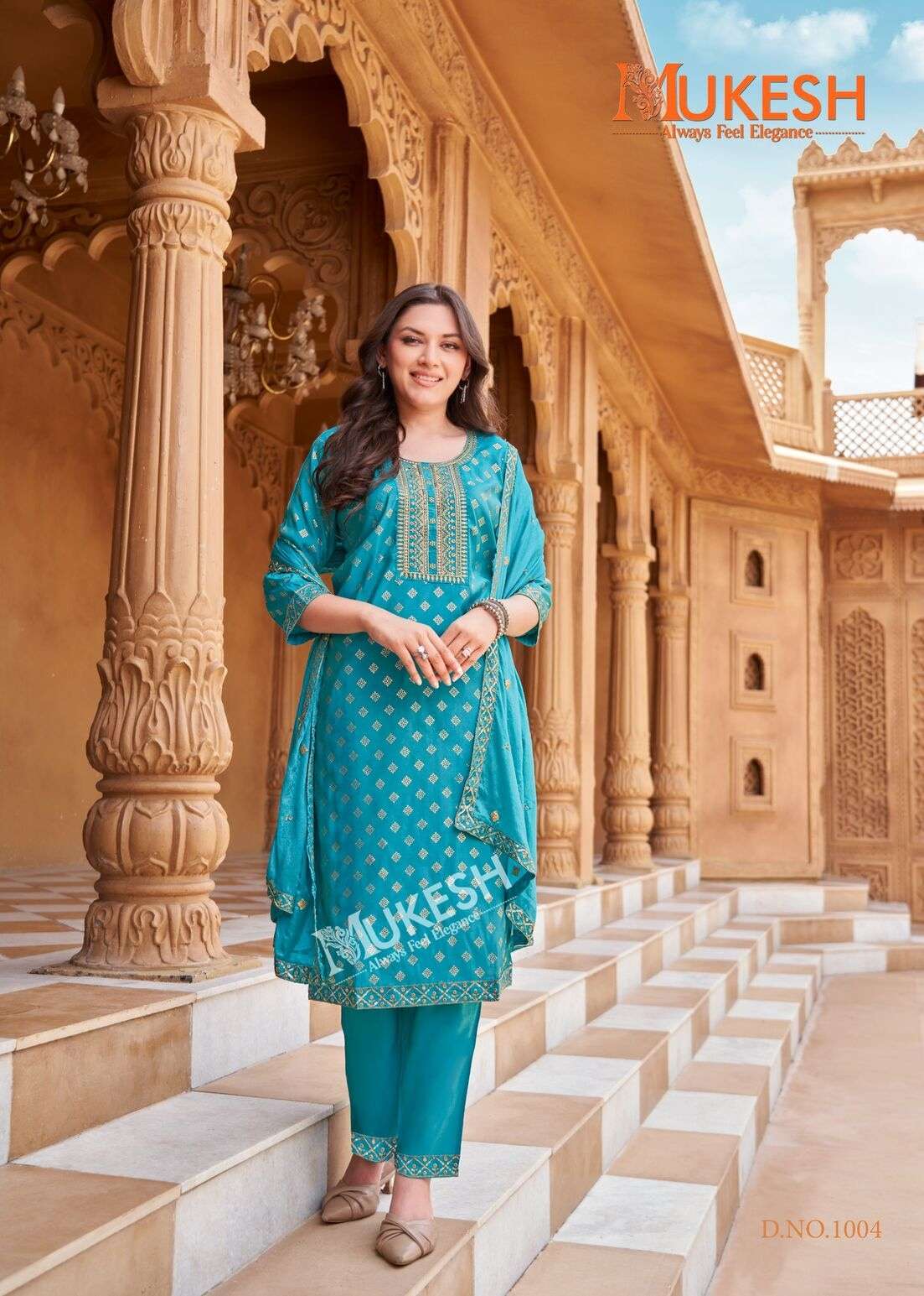 MANNAT VOL-2 BY MUKESH IN PURE VISCOSE SIMMER ROMAN WITH EMBROIDERY & GOLD PRINT